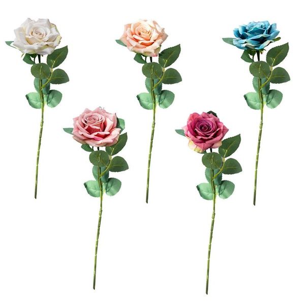 

decorative flowers & wreaths nordic artifical roses single simulation bouquet silk cloth fake for home wedding party holiday decor flower