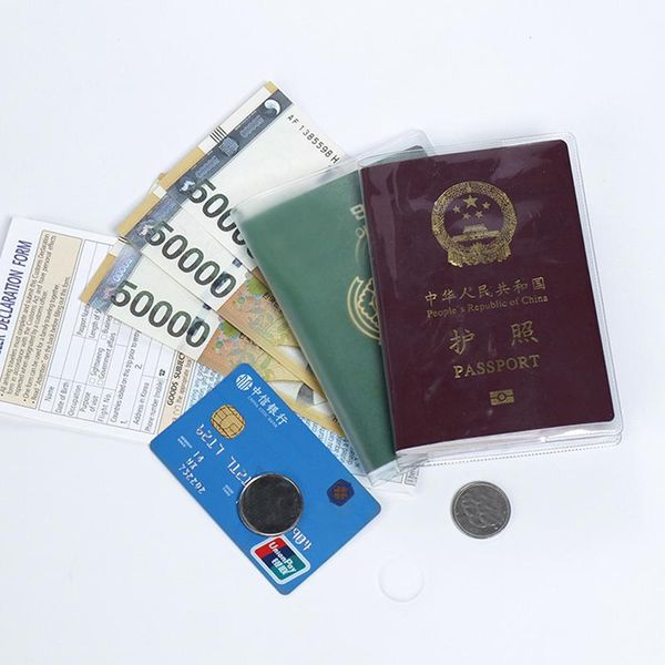 

card holders waterproof travel passport cover business bank holder case storage card&id women men kid's protector, Brown;gray