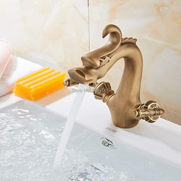 

bathroom sink faucets gizero dragon design faucet antique copper mixer carved handles control water vanity tap gi58a