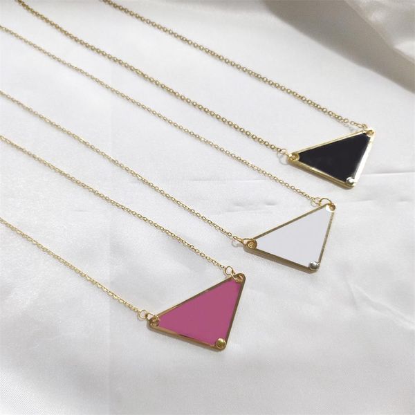 

popular luxury brand inverted triangle pendant letter p necklace gold fashion simple thin clavicle chain charm women jewelry, Silver