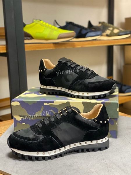 

2022 casual shoes boots womens travel 100% leather lace-up sneaker valentinoes shoes fashion designer running trainers letters mans shoe fla, Black