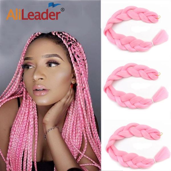 

human ponytails alileader 165g jumbo braiding hair pre stretched synthetic for braid pure black brown pink purple crochet
