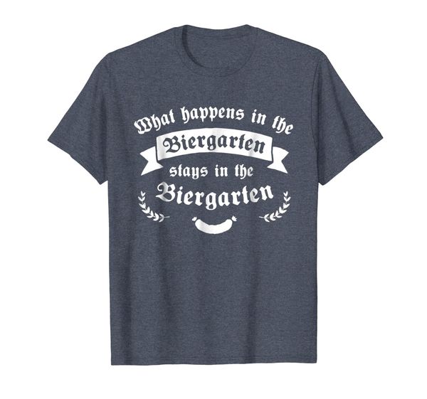 

What happens in the Biergarten T-Shirt - Fun Oktoberfest Tee, Mainly pictures