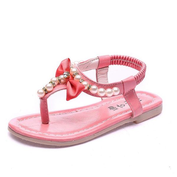 

children's shoes 2021 summer pinch sandals girls rhinestones and slippers beach princess, Black;red