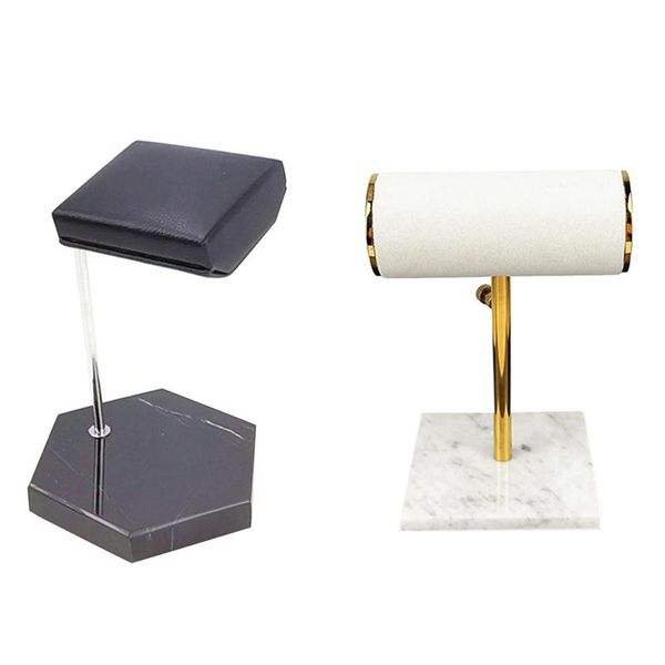 

jewelry pouches, bags 2pcs marble watch bracelet display stand with creative holder hexagon black, Pink;blue