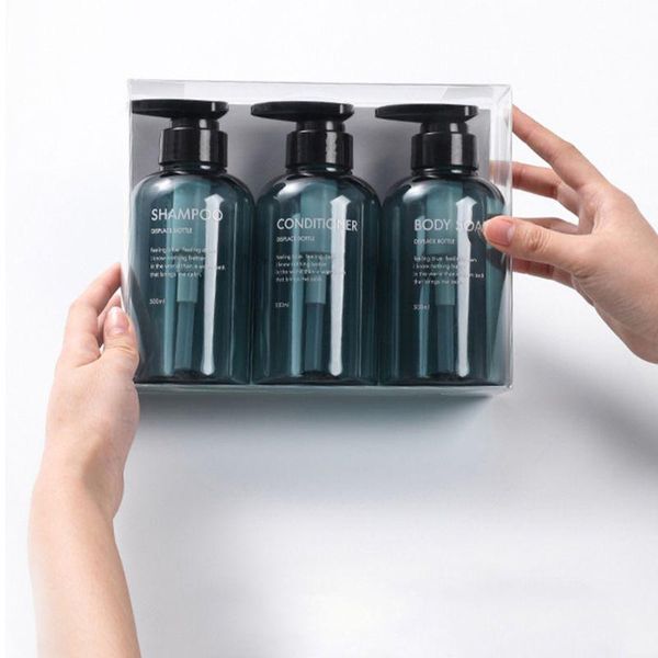 

storage bottles & jars 3pcs 500ml empty bottle set shampoo shower gel hair conditioner press dispenser q84b