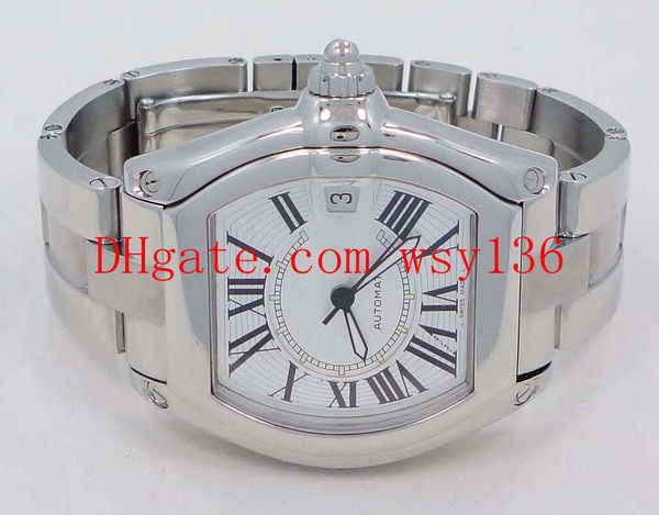 

roadster w62025v3 men's date watch large size stainless steel mens automatic mechanical watches, Slivery;brown