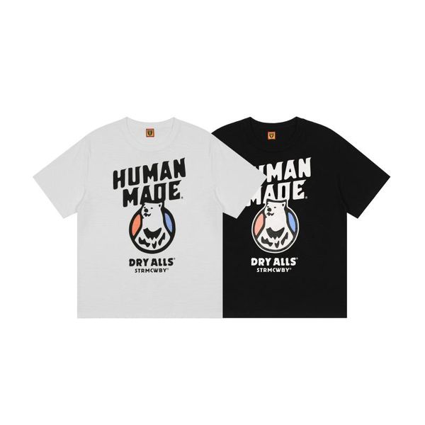 

men's t-shirts human made color letter casual t-shirt slub cotton loose short sleeve and women's couples trend, White;black
