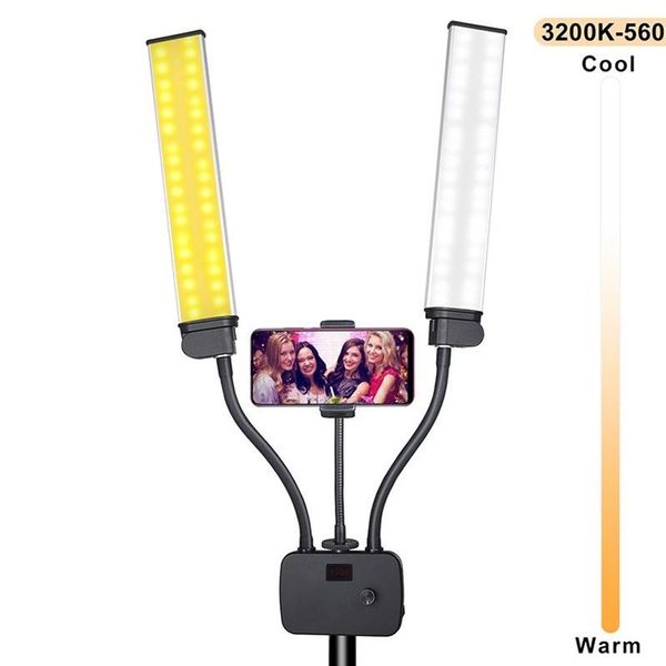 

pography lighting double arms fill led light long strips with lcd screen for po studio live broadcast flash heads