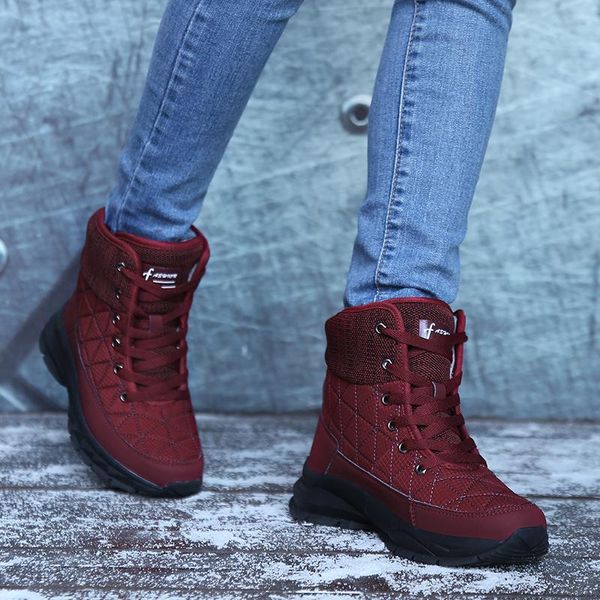 

boots 2021 large size heightening women's high cotton shoes fur integrated snow plush thickened motorcycle, Black