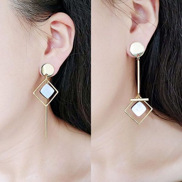 

stud 2021 gold color earrings for women asymmetric trendy round geometric drop statement earring fashion matted jewelry gift, Golden;silver