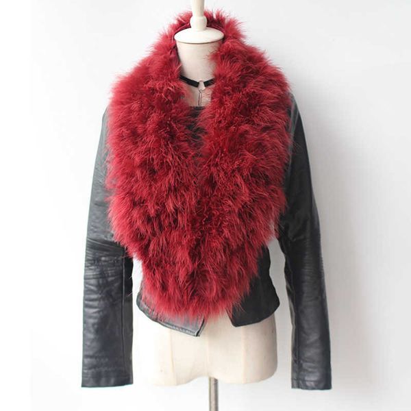 

shzq natural turkey fur collar scarf winter ladies neck warmer genuien real ostrich fur collar for lady female spring autumn sca h0923, Silver