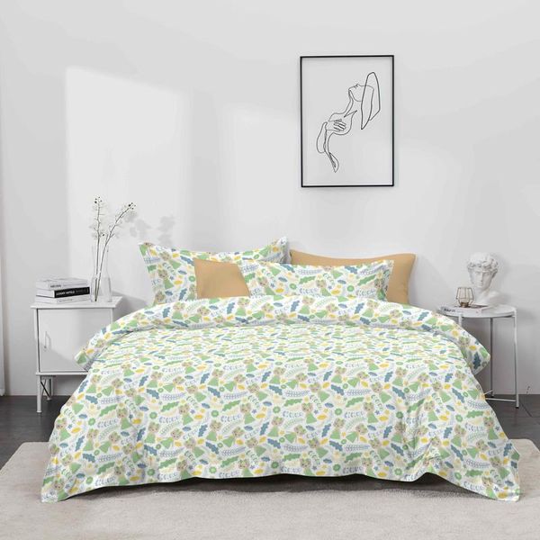 

bedding sets simple plaid cartoon skin friendly three piece set