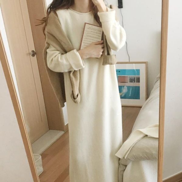 

warm sweater autumn winter womens dresses long knitted loose maxi oversize bodycon robe vestidos, Black;gray