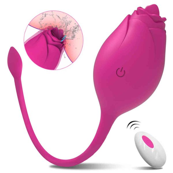 NXY Vibratoren Drahtloser Rose-Vibrator, weibliches Spielzeug mit Zunge lecken, G-Punkt-Simulator, Vaginalball, vibrierendes Liebesei, Erwachsene, Sexspielzeug für Frauen, 1119