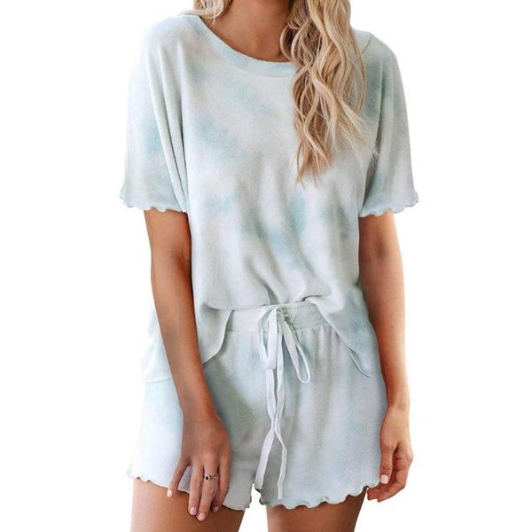 

and pants 2 piece set women outfits for sets drawstring lacing shorts tie dye homewear two dress, White