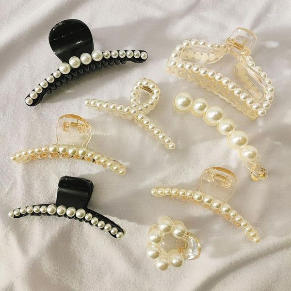 

multiple styles collection temperament ladies large bath plate catch fashion simple imitation pearl hair accessories1