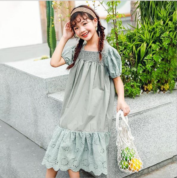 

korean style girls lace dress fashion summer dresses 4-9 years a636 girl's, Red;yellow
