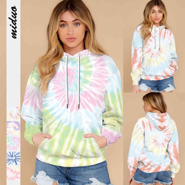 

fashion trends ladies' sweaters avocado green tie dye digital printing women's wear pullover lazy wind belt hat fashion brand long, Black