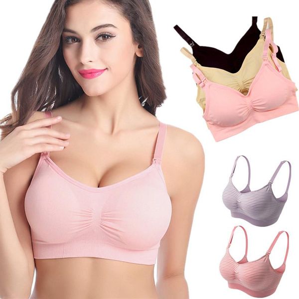 

maternity intimates cotton nursing bra sleep bras for mom fit seamless underwear pregnant breast-feeding stretchy, White