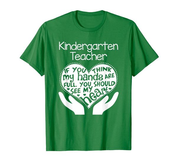 

kindergarten teacher t shirt heart hands school team gift, White;black