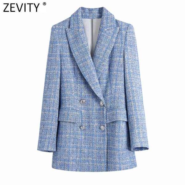 Donna Vintage Plaid Texture Tweed Blazer di lana Cappotto Office Ladies Abiti a maniche lunghe Capispalla femminile Top chic CT699 210416