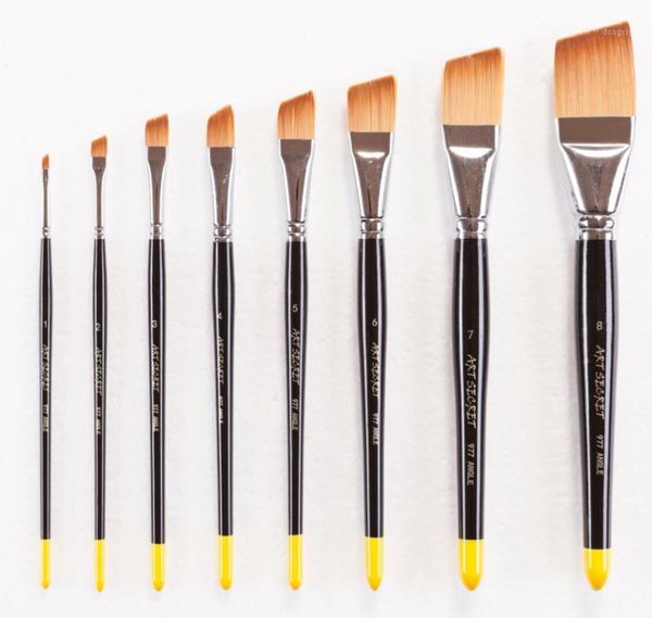 

synthetic hair wooden handle acrylic and oil brush nail brushes1, Yellow