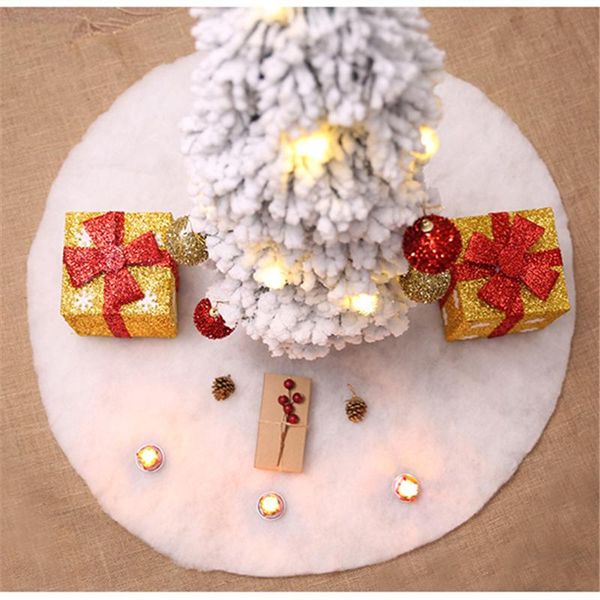 

christmas decorations 1 pc pure white long plush snow cotton tree skirt carpet home holiday decoration