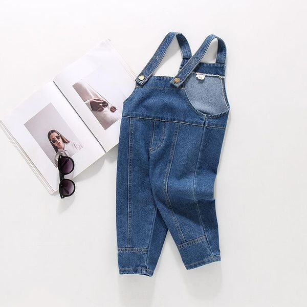 

jumpsuits kids denim overalls boy girl clothes l210813, Blue