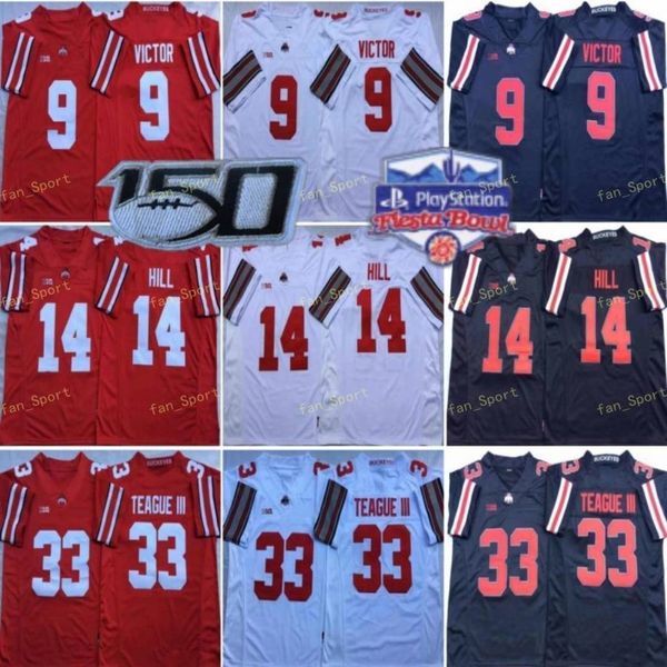 

ncaa ohio state buckeyes college football 9 binjimen victor 33 master teague iii 14 kj hill 2 chase young fiesta bowl 150th jerseys, Black