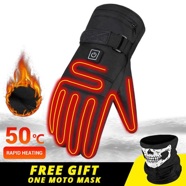 Luvas de motocicleta de inverno luvas aquecidas resistente à água Motorbike Racing Luvas de Riding Touch Screen Bateria Alimentado Guantes Moto H1022