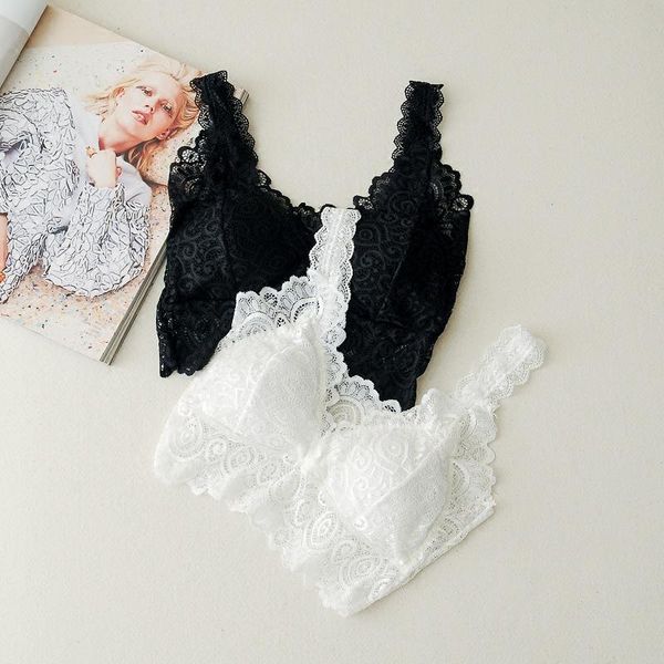 

bras lace bra women polyester high elasticity quality comfortable solid wild female underwear casual wire free, Red;black
