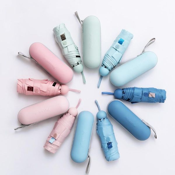 

umbrellas women 5 folding mini portable light travel uv protection sun pocket umbrella waterproof guarda chuva rain gear da60ys