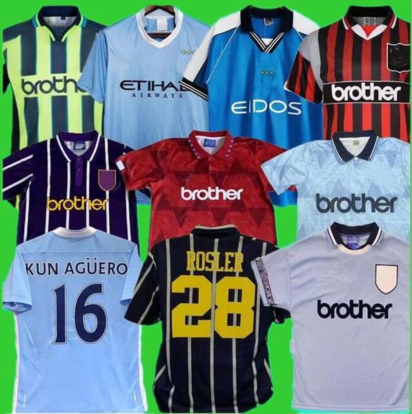 

93 94 manchester retro classic soccer jerseys 1998 99 2011 12 94 95 11 12 wembley clough kinkladze tevez kun agÃ¼ero dzeko kompano dzeko komp, Black;yellow