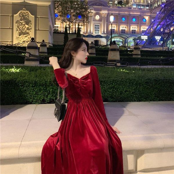 

autumn and winter banquet velvet red dresswoman dress vestido de mujer casual dresses, Black;gray
