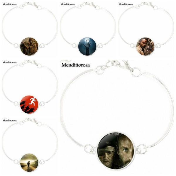 

for woman vintage statement zombie punk jewelry with glass cabochon bracelet bangle charm bracelets, Golden;silver