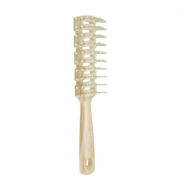 

1pc curly hair comb wooden handle roller anti-slip styling nylon teeth for1, Silver