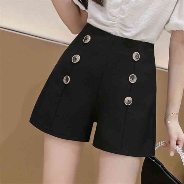 

fashion women's shorts summer large size high waist wide leg pants retro all-match a-line casual 210520, White;black