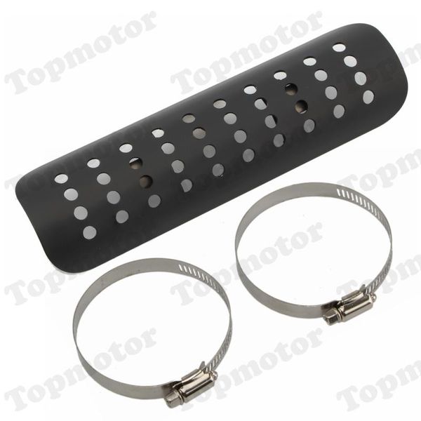 

motorcycle exhaust system undefined heat shield guard w/ hole muffler pipe cover with 1 7/8" to 2 3/4" diameter bobber chopper