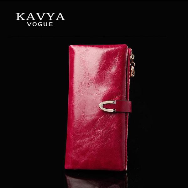

wallets style fashion women's wallet long retro purse cowhide hand bag, Red;black