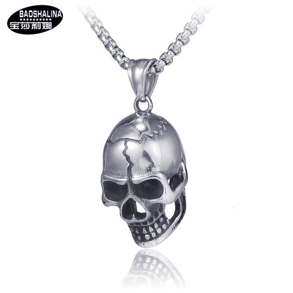 

paulina star 2021 hip hop titanium steel necklace trendy stainless skull pendant, Silver