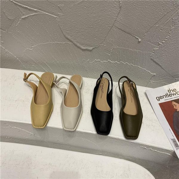 

sandals square toe female sandal spring shoes block heels shallow mouth 2021 summer mary jane girls chunky beige comfort retro low p, Black