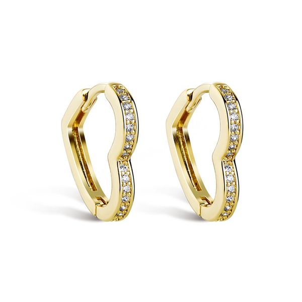 

925 sterling silver heart earrings women silver hoop earrings fine jewelry for gift womens daily accessories, Golden;silver