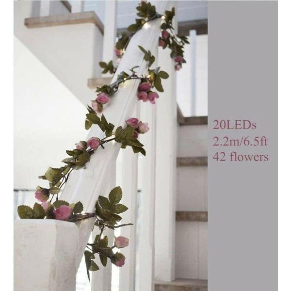 

party decoration 2.2m usb led string light artificial rose flowers berry fairy wedding decor lamps w/20 warm white