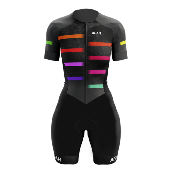 

racing sets agah triathlon skinsuit women summer cycling jersey set short sleeve jumpsuit macaquinh ciclismo mtb bicycle clothing 9d gel pad, Black;blue