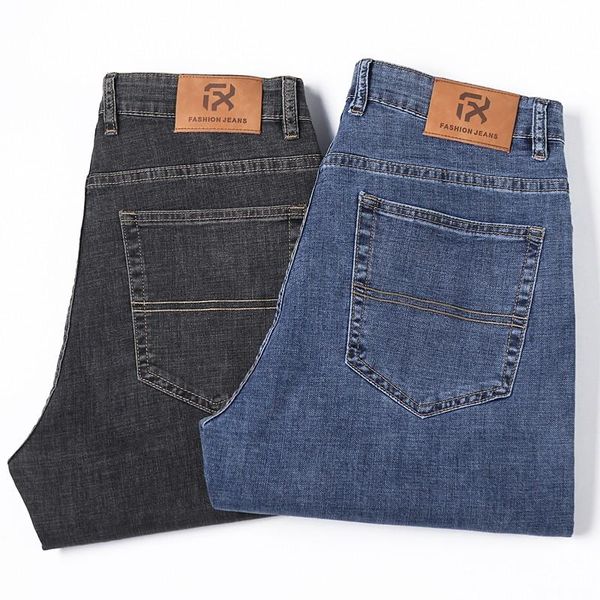 

men's jeans 2021 autumn straight-leg loose classic style advanced stretch pants male brand, Blue