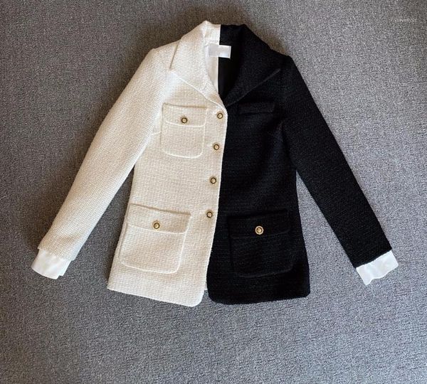 

woollen black and white double coat,, Black;brown