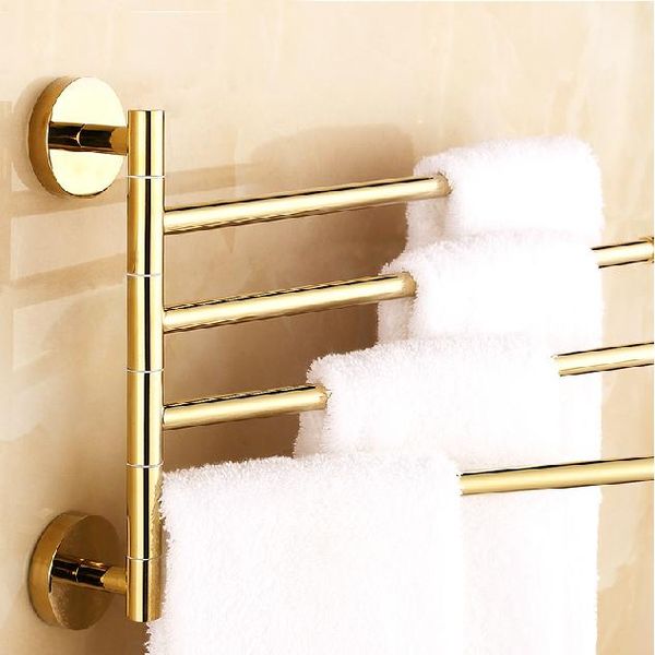 

luxury gold color brass material bathroom movable towel holder racks