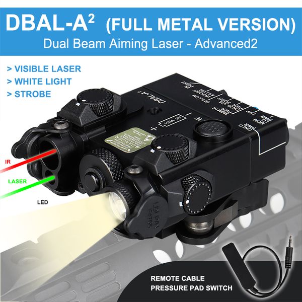 DBAL-A2 Laser de mira de feixe duplo IR Verde Laser LED Iluminador de luz branca Full Metal com interruptor de caixa de bateria remota CL15-0138