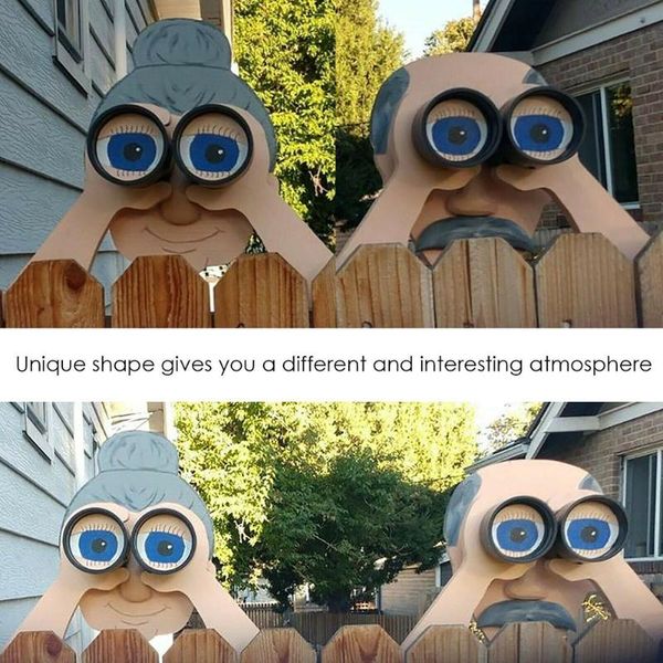 

fathers day mothers gift garden illustration jardin exterior fence nosy old man lady outdoor decoration art yard decorative objects & figuri